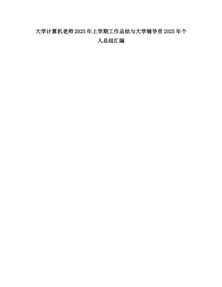 2025大学计算机教师上学期工作总结