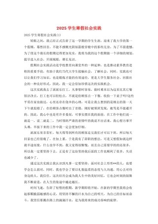 2025学生寒假社会实践