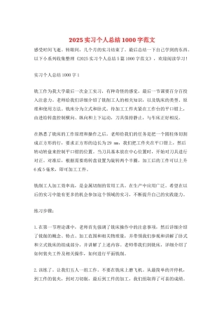 2025实习个人总结1000字范文