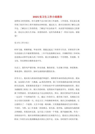 2025实习生工作小结报告