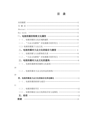 当代电视传媒与大众文化的关系分析研究  新闻媒介专业