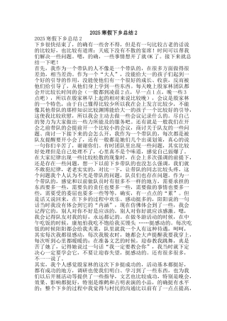 2025寒假下乡总结2