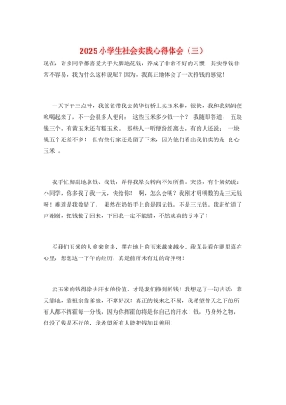 2025小学生社会实践心得体会(三)