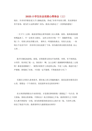 2025小学生社会实践心得体会