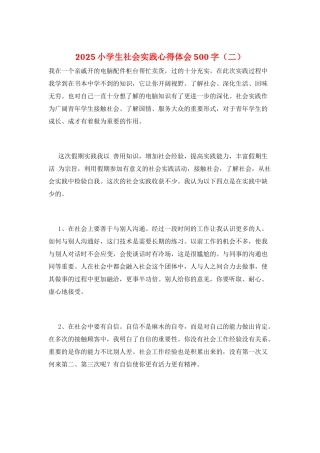 2025小学生社会实践心得体会500字(二)