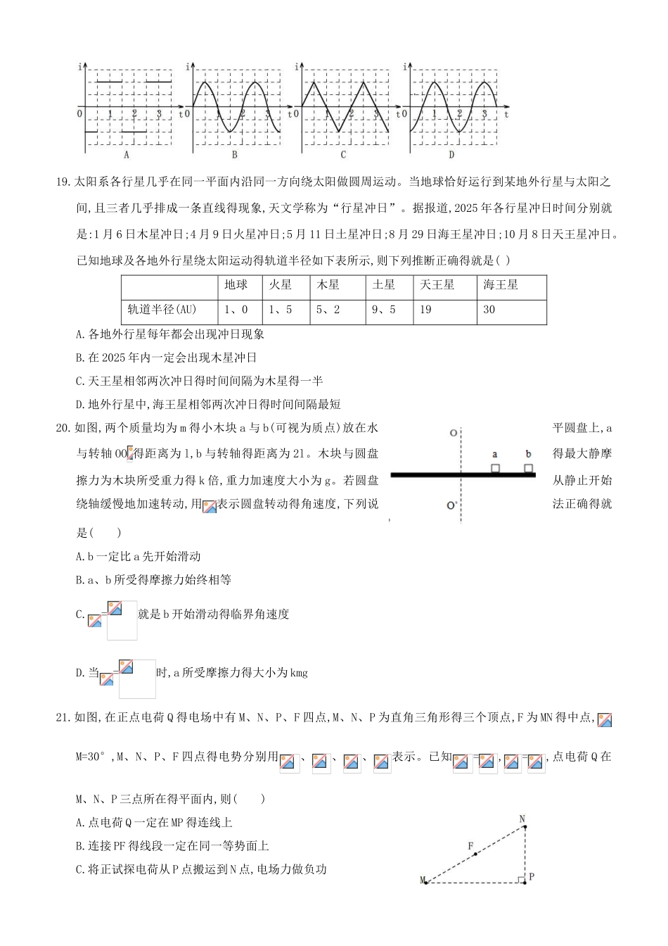 2025届高三物理选择题专项训练题_第2页