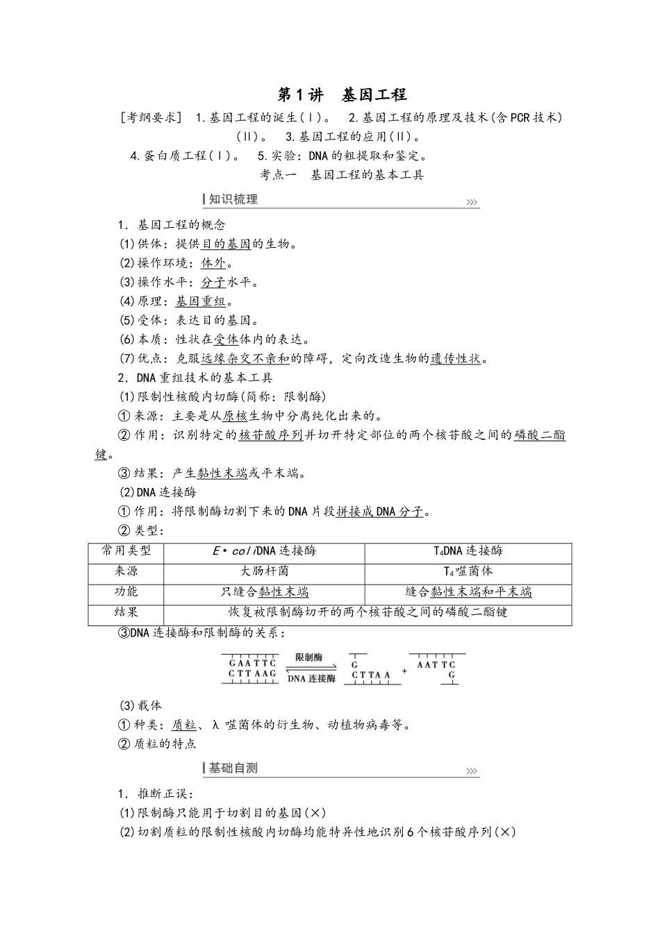 2025届高考生物一轮复习-第1讲-基因工程教案-新人教版选修3_第2页