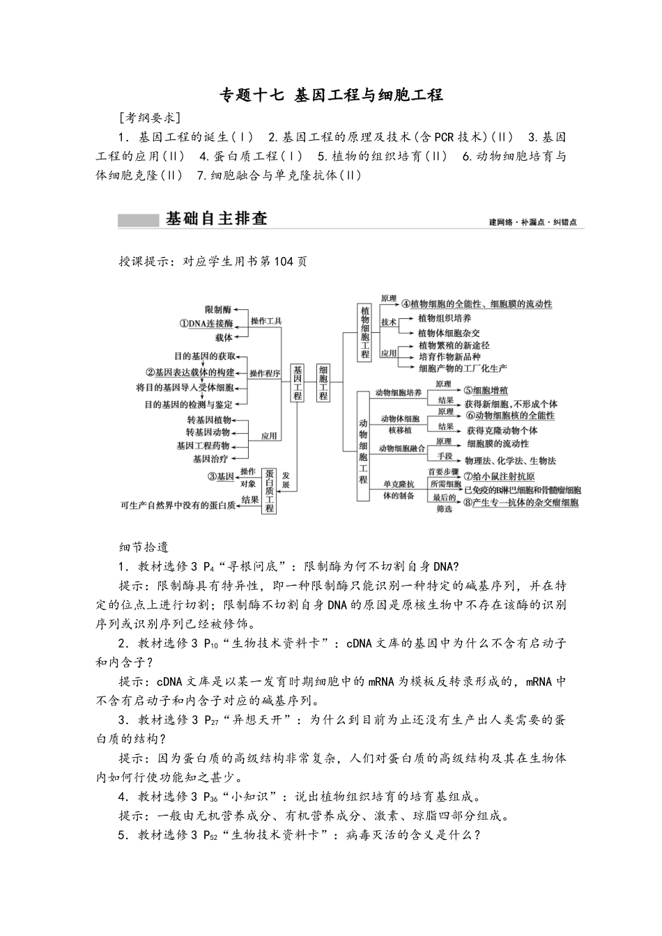 2025届高考生物二轮复习-专题十七-基因工程与细胞工程学案_第2页