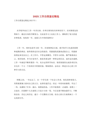 2025工作自我鉴定精选