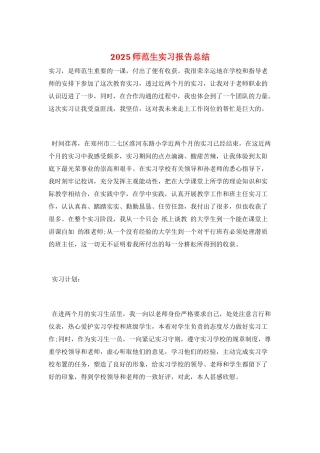 2025师范生实习报告总结