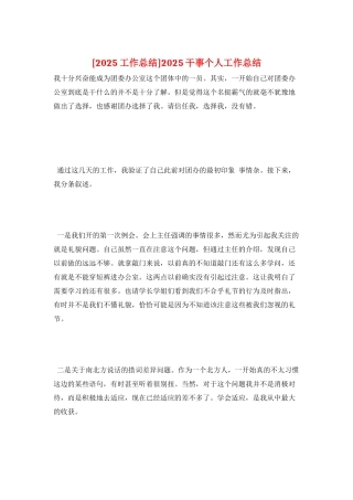 2025干事个人工作总结