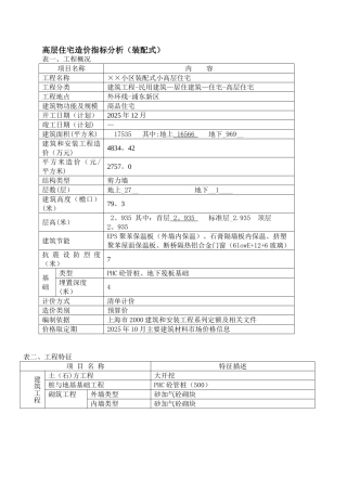 2025年10月建筑工程造价指标