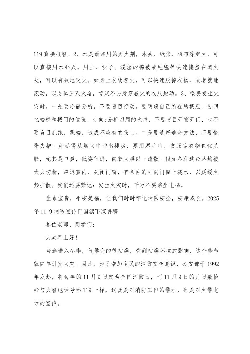 2025年11.9消防宣传日国旗下演讲稿3篇_第2页