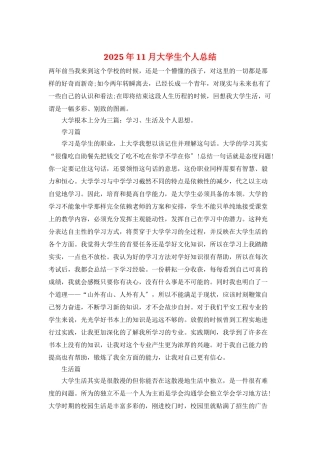 2025年11月大学生个人总结