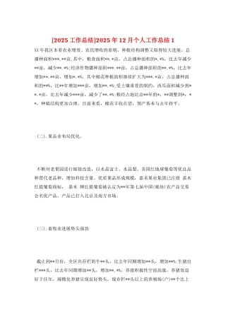 2025年12月个人工作总结1