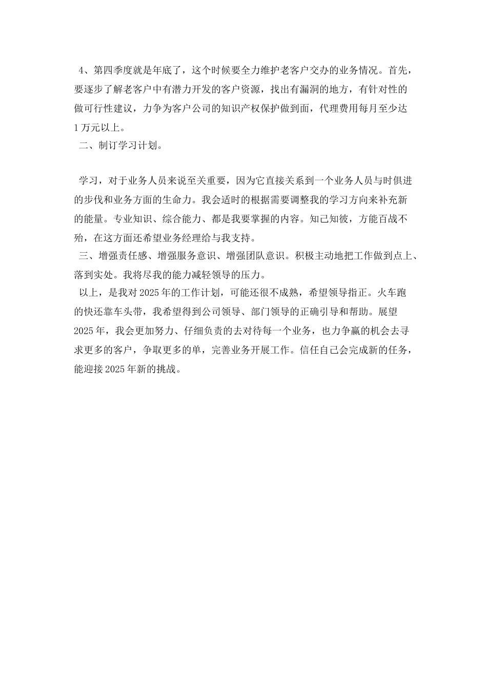 2025年1月初业务员工作计划_第2页