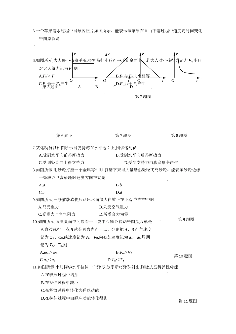 2025年1月物理学业水平考试卷word版附答案_第2页