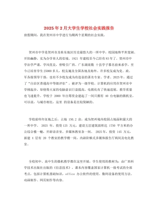 2025年2月大学生学校社会实践报告