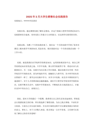 2025年2月大学生销售社会实践报告