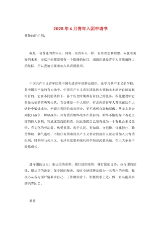 2025年6月青年入团申请书