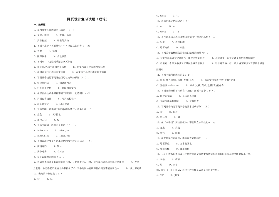 2025年Dreamweaver网设计题库全有答案_第1页