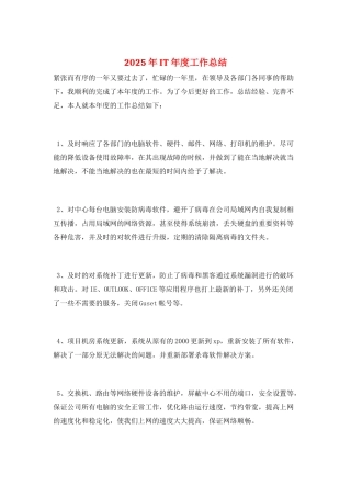 2025年IT年度工作总结