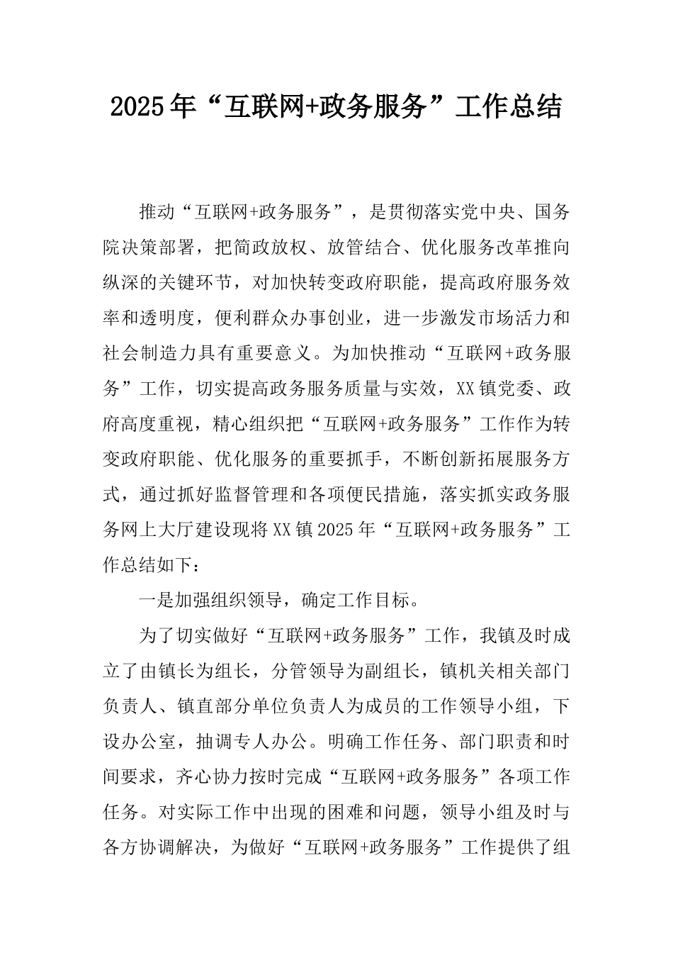 2025年“互联网-政务服务”工作总结_第1页