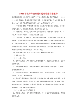 2025年上半年全市港口综合检查自查报告