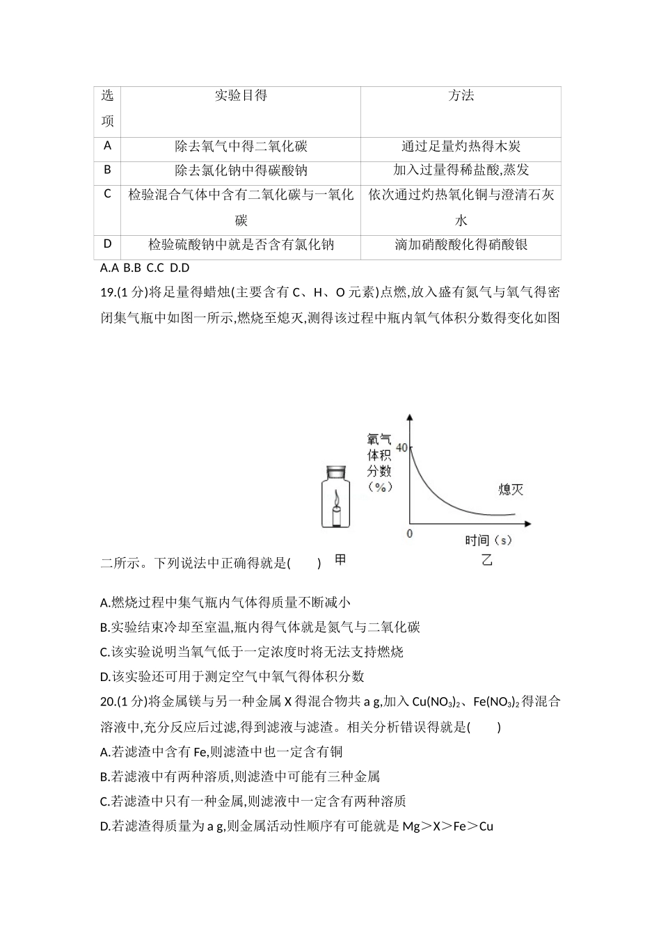 2025年上海虹口区中考化学二模试卷_第3页