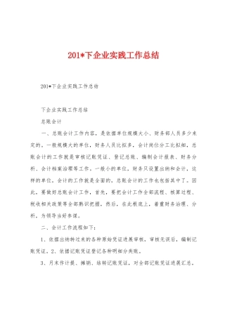 2025年下企业实践工作总结