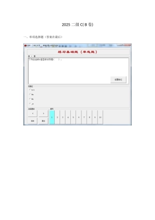 2025年上海计算机等级考试二级CB卷