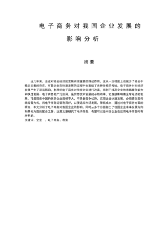 电子商务对我国企业发展的影响分析研究  财务会计学专业