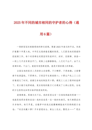 2025年不同的城市相同的守护者的心得