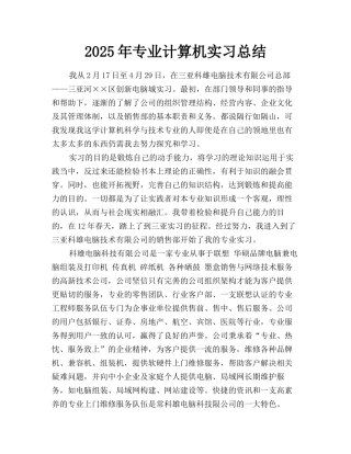 2025年专业计算机实习总结