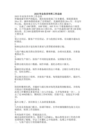 2025年业务员年终工作总结-精品范文资料