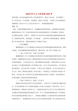 2025年个人工作总结400字