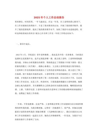 2025年个人工作总结报告