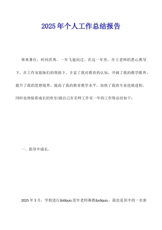 2025年个人工作总结报告