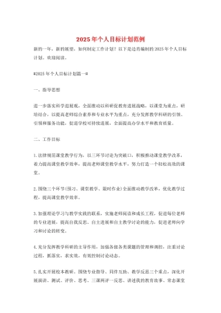 2025年个人目标计划范例