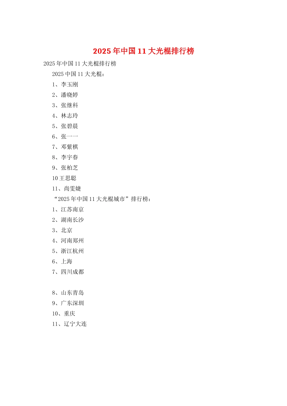 2025年中国11大光棍排行榜_第1页