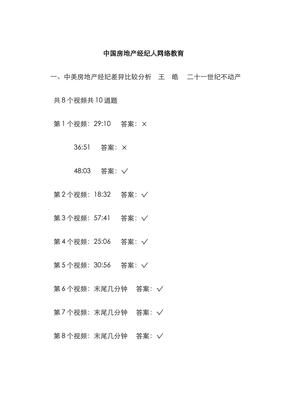 2025年中国房地产经纪人网络教育答案_第1页