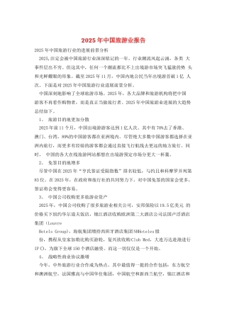 2025年中国旅游业报告