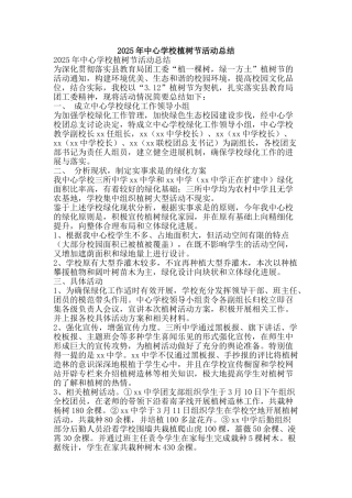 2025年中心学校植树节活动总结-精品范文资料