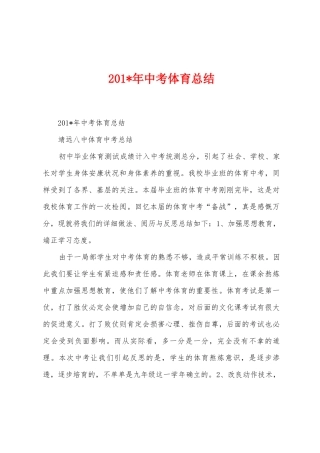 2025年中考体育总结