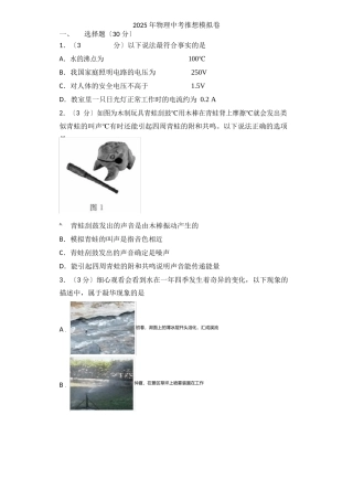 2025年中考物理中考预测模拟卷