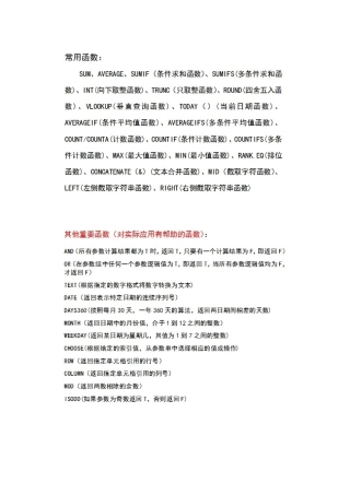 2025年二级MSOffice高级应用Excel函数总结