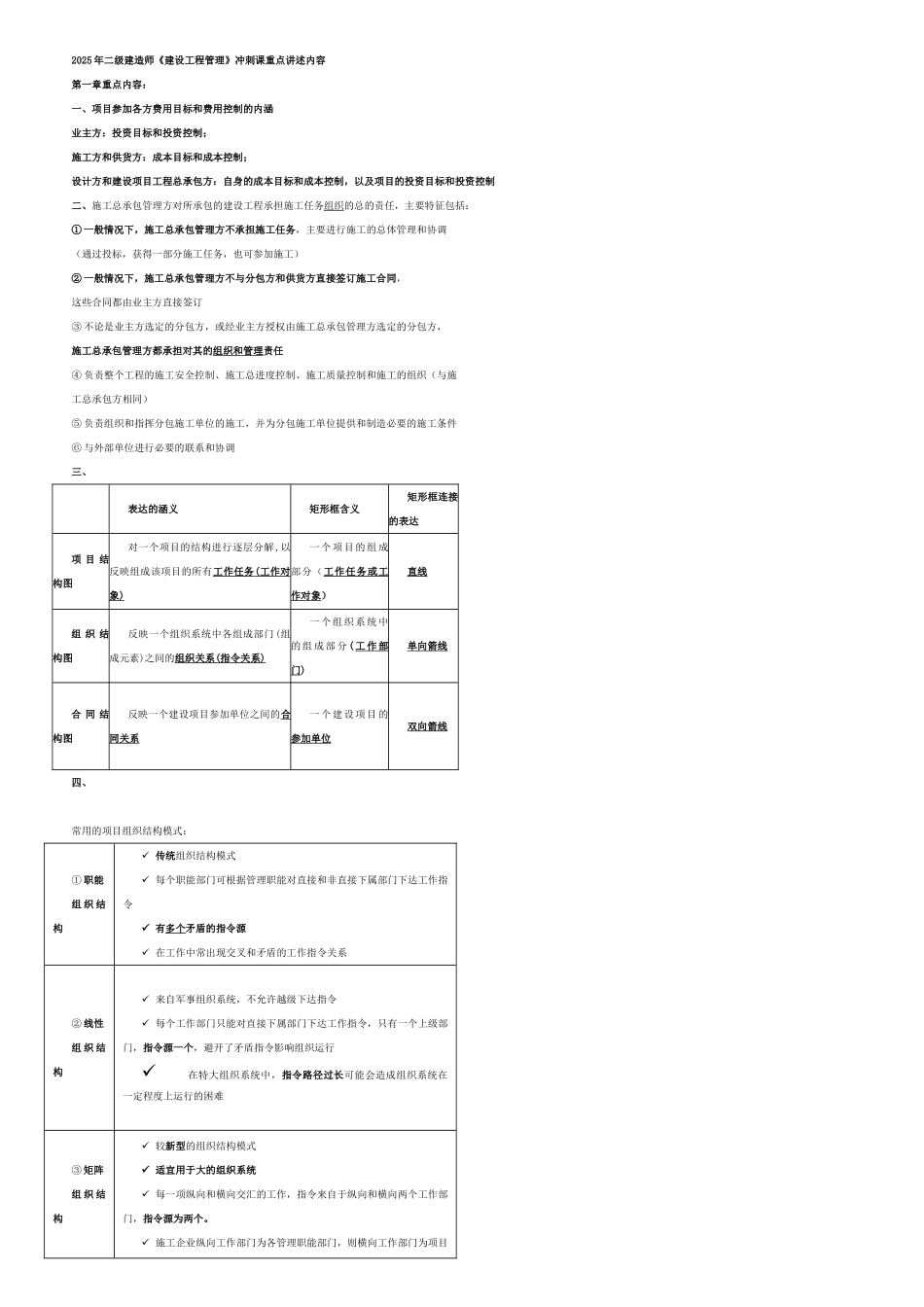 2025年二级建造师《建设工程施工管理》复习重点资料总结_第1页