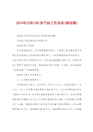 2025年云阳CNG加气站工作总结