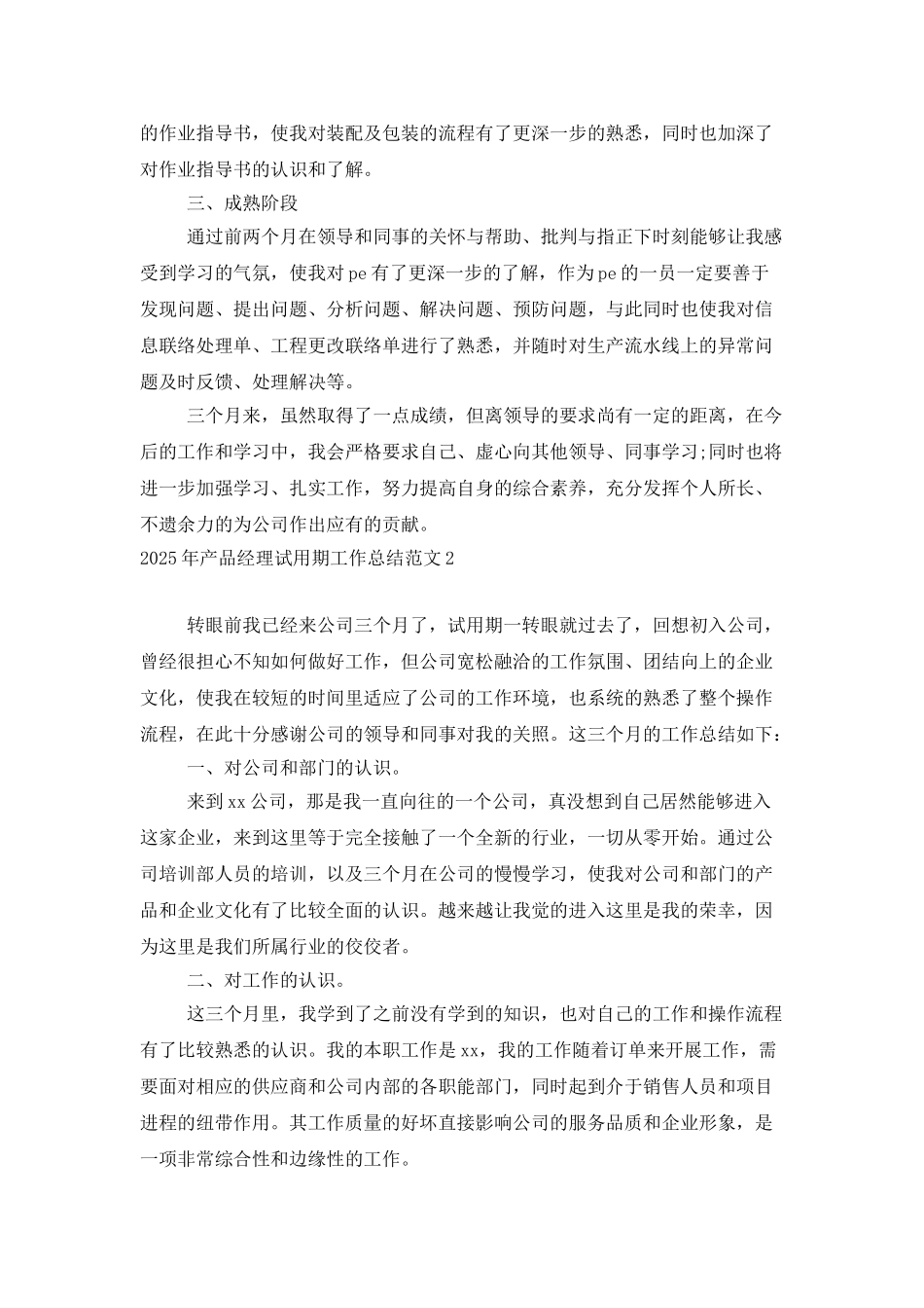 2025年产品经理试用期工作总结范文_第2页