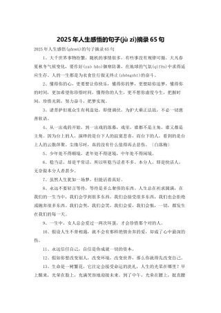 2025年人生感悟的句子摘录65句